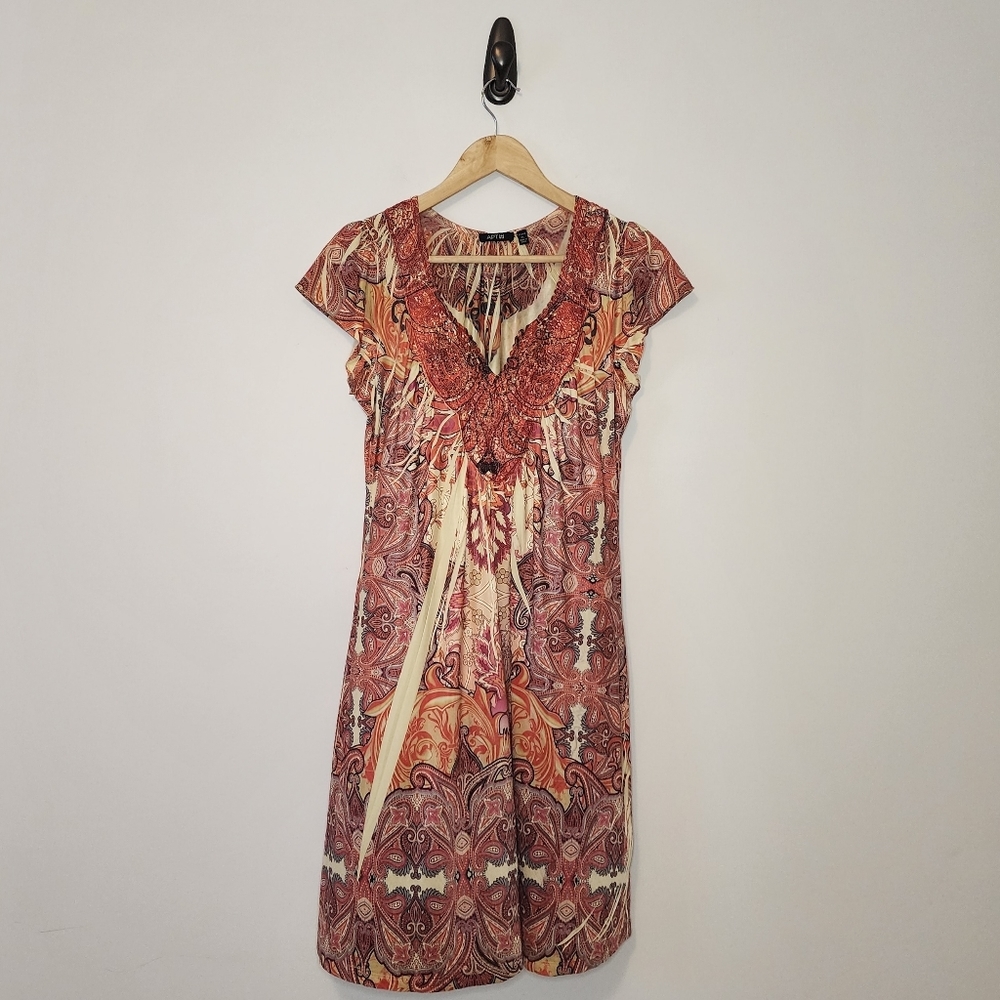 Petite APT.9 Orange Long Dress Embelished